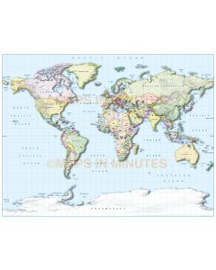 Digital vector Gall World map with drop shadow, hill shading, sea lines & insets. Press your right arrow key to see just how easy it can be..