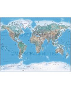 Vector World relief map, This is a full vector political map with the Natural Earth relief option.