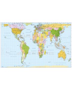 Digital vector world map in Gall Orthographic projection main area. Fully layered, editable and royalty free