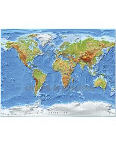 Digital vector World relief Map, Gall Projection in medium colours (style 4), UK-centric, Political fills included