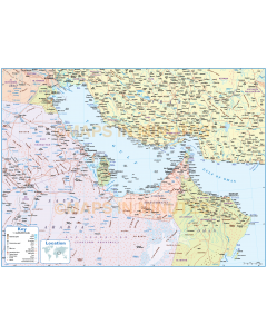 Gulf Political Deluxe Country map including Roads and Rail.