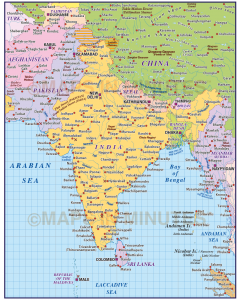 Digital vector India Country Map @10m scale in Illustrator CS and PDF formats.