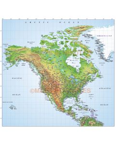 Digital vector North America Medium Relief map in Illustrator format