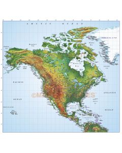 North America Medium Relief map in Illustrator format