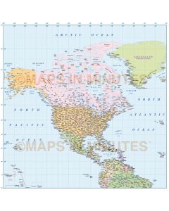 North America Region Political map, showing Country fills, in Illustrator layered digital formats.