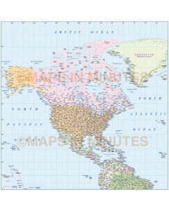 North America Region Political map, showing as all Country fills, in Illustrator layered digital formats.