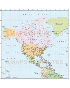 North & Central America Region Simple Country map in Illustrator formats