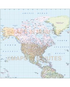 Vector North America Region Political map, showing State/Province fills for Brazil, Canada & USA & other country fills plus inset layers.