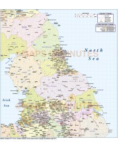 North England 1st level Political Map @1,000,000 scale
