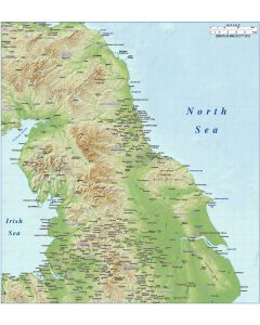 North England County map plus Medium colour relief @1m scale