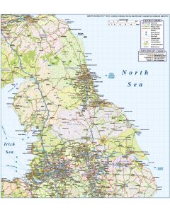 North England County Road & Rail map @1,000,000M scale