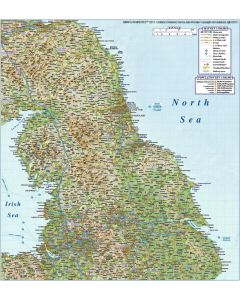 Vector north england map, political county road & rail regular relief map @1,000,000 scale. In illustrator digital format