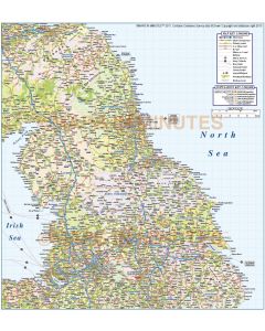 North England County Road & Rail map @750,000 scale 