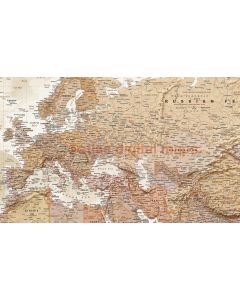 Framed CANVAS World Map Antique-style Tan and Sand - Size 60"w x 38"d.  