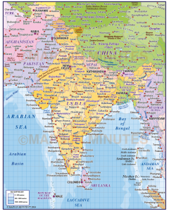 Digital vector India States Political Map plus Sea contours @1:10m scale