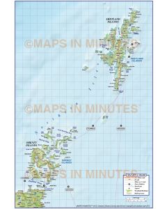 Northern Isles Road Map, Shetland & Orkney @500k scale plus Regular relief