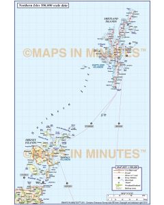 Orkney & Shetland vector Road Map in Illustrator AI CS & PDF format, Northern Isles and Scotland map, large 500k scale