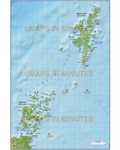 Northern Isles 1st level Political map with high res strong colour relief @1m scale