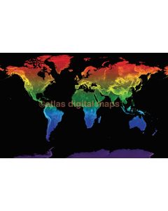 Rainbow World Map Stretched Canvas Physical relief for Home Decor - Size 60"w x 38"d