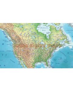 Framed Canvas Physical Relief World Wall Map, high detail, very educational. 60 inches wide x 38 inches deep