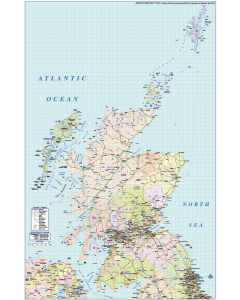 Scotland Regions Road & Rail Map @1,000,000 scale