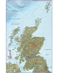 Digital vector Scotland map, Regions, Political, Road & Rail with High Res Regular relief @500,000 scale complete area