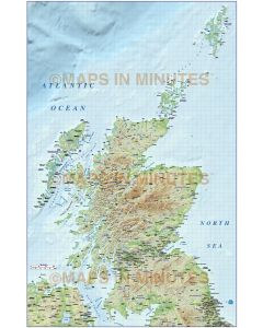 Scotland 1st level Political map with high resolution strong colour relief @1M scale