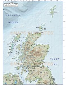 Digital vector Scotland Regions Map with high res Old Style relief, showing Relief option.