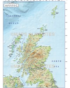 Digital vector Scotland Regions Map with high resolution regular colour relief