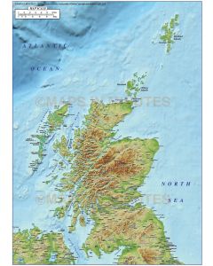 5m scale Scotland Regions map with high res strong colour relief 