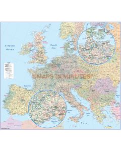 Central Europe Political Country Map, Highly detailed in Illustrator CS format, with Roads fully layered