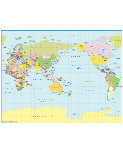 Digital vector world map, small scale, royalty free