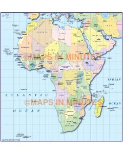 Digital vector map of Africa. Simple Continent Country map @10m scale with drop shadow turned on