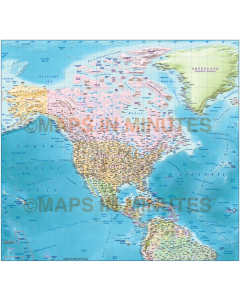 North America Countries Political relief map @10,000,000 scale includes full vector Political layers. Illustrator CS6 for CC format.
