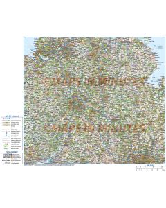 Vector Central England map with Counties, Road and Rail in fully editable Illustrator CS and PDF formats