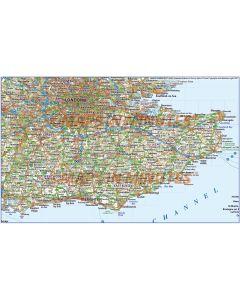 Detailed South East England Map, Illustrator AI vector, Road & Rail, large 500k scale, up-to-date 2022