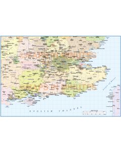 Digital vector south east england map basic at 1m scale