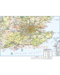 Detailed South East England Map, Illustrator AI CS vector format, Road, Rail & County, large 1m scale 2018, GB Map Based on Ordnance Survey