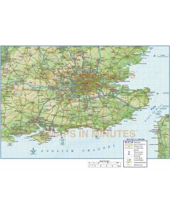 Vector South East England map. County Political Road and Rail Map with High Res Regular relief