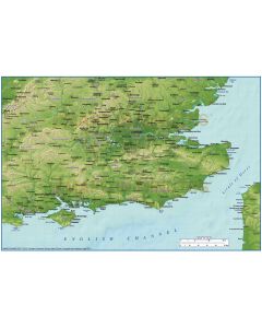 Digital vector South East England County map with Strong relief @1:1,000,000 scale