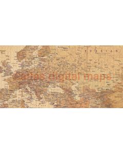 World Wall Map Print, Tan Antique-style Rolled Canvas, Large size 60 inches wide x 38 inches deep