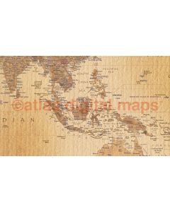World Wall Map Tan Antique style Framed Canvas, 60 inches wide x 38 inches deep