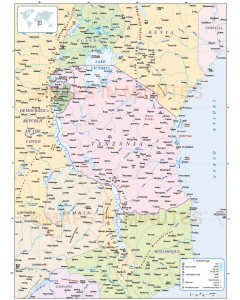 Vector Tanzania Country political map in Illustrator format