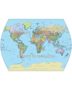 Vector World map in Times Projection Political (UK) @10M scale