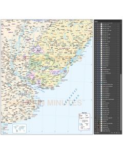 Uruguay digital vector map, political, first divisions. Showing layering detail.