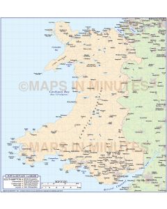 Wales Map, Illustrator AI CS editable vector format 1m scale