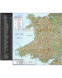 Detailed Wales Road, Rail & Relief Map in Illustrator AI vector format with Regular colour relief 500k scale