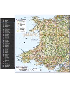 Detailed Wales Road & Rail Map in Illustrator AI CS digital vector format, Large 500k scale.