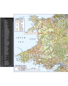 Detailed Wales Road & Rail Map in Illustrator AI CS digital vector format, Large 750k scale.