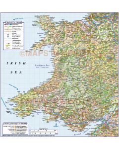 Digital vector Wales Political Road & Rail Map with Relief overlay @750k scale full area and layering.